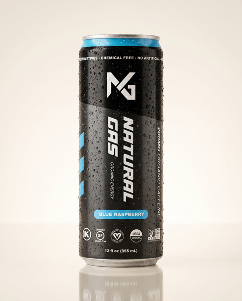 Natural Gas Blue Raspberry organic energy drink can