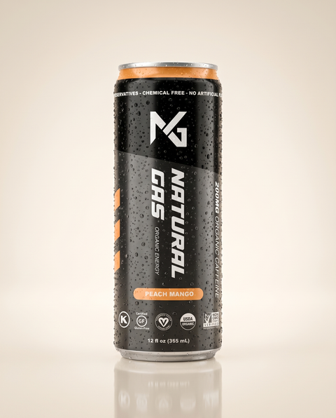Natural Gas Peach Mango organic energy drink can